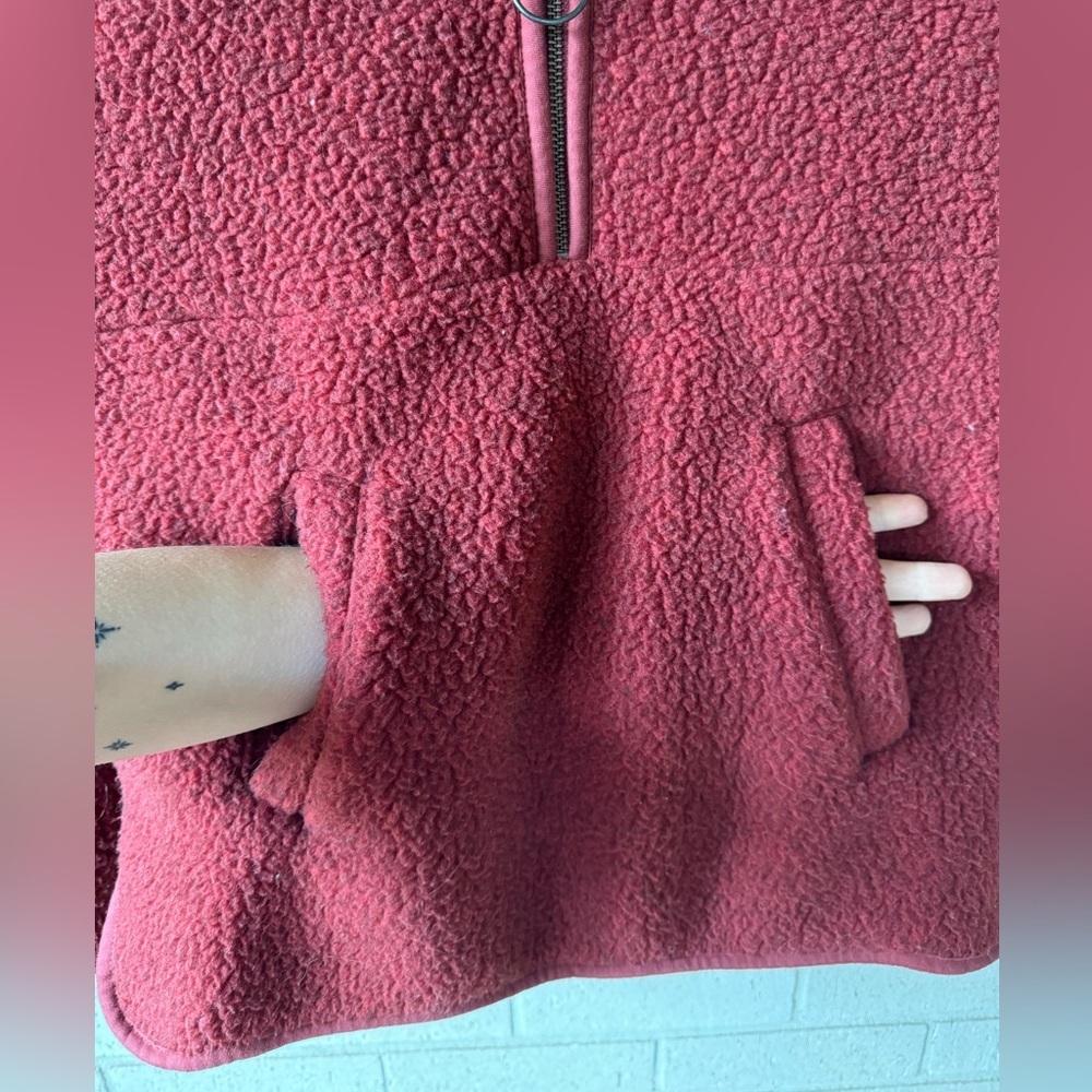 Red Madewell Teddy Bear 1/4 Zip Fleece w/ Pockets | Size XS | Cherry Red - Picture 4 of 5